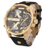 Montres-bracelets Marque Shiweibao Montres À Quartz Hommes Montre De Mode Bracelet En Cuir Boîtier Doré Relogio Masculino Double Fuseaux Horaires Militaire9941727