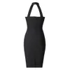 Kvinnors svart broderad blomma bandage klänning vestidos kändis bankett sexig ärmlös öppen rygg 210525