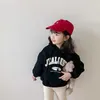 Meninas de inverno meninos letras grosso hoodies estilo coreano bebê criança quente manga longa tops toddler crianças moda moletom 210615