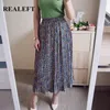 Realeft Spring Summer Elegant Floral Leopard Print Tulle Long Pleated Skirts Womens High WAISTルーズシックスカート女性210306