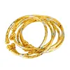6pcs New Gold Color Middle East Africa Jewelry Ethiopian Two-tones Ball Bracelet Dubai Bangles for Women Wedding Gifts Q0719