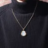 Collier Hip Hop en calcédoine Maitreya, pendentif de haute qualité, bouddha glacé, or et argent, colliers 209Z