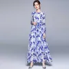 Lato Mody Designer Wakacje Dres's Casual Floral Print Szyfonowe Maxi 210531