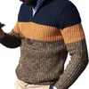 メンズセーターメン2022秋の冬プルオーバー長袖vネックストライプカラーブロックパッチワークニットセーター