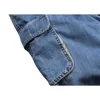 Verão Marca Mens Jeans Denim Shorts Algodão Cargo Big Bolso Solto Baggy Largura Bordado Bermuda Beach Boardshort 210806