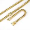 Goldgefüllte Diamant Männer Frauen Kubanische Kette Halskette Armbänder Edelstahl Hip Hop Hop Out Bling Schmuck Doppel Sicherheit 4841398