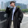 Privathinker Oversize Einfarbig Männer Mit Kapuze Windjacke Koreanische Stil Harajuku Mode Lange Männliche Mantel 21 Herbst männer Kleidung 211011