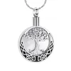 Pendant Necklaces Tree Of Life Cremation Jewelry For Ashes Abalone Shell Round Memorial Urn Necklace Stainless Steel Custom Keepsake