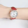 Wwoor Dress Watches Women Top Luxury Brand Fashion Rhinestones Leather Watch Kvinnors Armbandsur Red Clock Bayan Kol Saati 210527