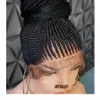 180Density Frontal Cornrow Frontal Cornrow Africa American Femmes Boîte de style tresse tresse Crochet Traids Lace Front Perruque avec bébé hai1931352