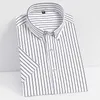 Chemises à manches courtes Strech rayées pour hommes d'été doux affaires hommes chemise habillée décontracté coupe régulière qualité sans poche avant 210809