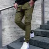 Jogger Sweatpants Spårbyxor Män Slim Fit Workout Byxor Man Multi-Pocket Casual Skinny Byxor Mäns Zipper Design Sportkläder 210723