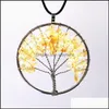 Necklaces & Pendants 12Pcs/Set Natural Healing Tree Of Life Pendant Amethyst Rose Crystal Necklace Gemstone Chakra Jewelry For Woman Drop De