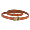 Belts Belt Dress Simple Leather Versatile Fashion Women Thin Skinny Metal Gold Buckle Waistband Accessories 00151