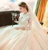 2021 여성 빈티지 Aline vneck 웨딩 드레스 긴 뒤쪽 레이스 푹신한 신부 가운 스위프 트레인 플러스 크기 34 긴 슬리브 8027902