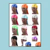 Beanie/Skl Caps Hats & Hats, Scarves Gloves Fashion Aessories Stf Mens Satin Durags Bandana Turban Wigs Men Silky Durag Headwear Headband Pi