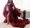 Vêtements de nuit pour femmes Robes de bal uniques Robes de maternité en tulle sur mesure Femmes Robes de soirée Poshoot Fluffy Robe à plusieurs niveaux Robe de soirée formelle