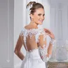 2021 Ny ankomst En linje Bröllopsklänningar Långärmad Lace Appliqued Plus Size Bröllopsklänning Bröllopklänningar Vestido de Noiva