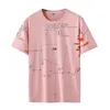 Hio Hop Loose Mens T-shirts Casual Print 2021 Sommar Kortärmad Svart Vit Tshirt Tees Plus Oversize L-6XL 7XL 8XL 9XL X0726