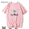 Damen T-Shirt BIQUINI World Famous Building Print T-shirtWomen T-Shirt Baumwolle Harajuku Shirt Sommer O-Ausschnitt 's Crown