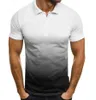 メンズファッションTシャツスポーツラペルグラデーションティーカジュアル半袖ティー通気性快適なポロシャツ暑い夏2021