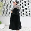 Manteau d'hiver Long en fausse fourrure de mouton pour femme, veste de luxe en fausse fourrure de mouton, à capuche en vison naturel, veste en vraie laine, X-11