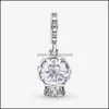 Charms smyckesfyndkomponenter 100% 925 Sterling Sier Snow Globe Angel Dangle Fit Original European Charm Armband Bröllop Eng
