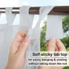 NICETOWN Outdoor Curtain for Patio Detachable Sticky Tab Top for Easy Hanging Waterproof Outside Porch White Sheer with a Rope 210712