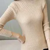 Women's warm half-neck sweater winter solid color short pullover Slim tight-fitting wild long-sleeved shirt 210527