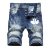 Men Painted Denim Shorts Jeans Summer Pocket Big Size Casual Distressed Holes Slim fit Men's Short Pants Trousers DY1125