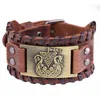 Charm Bracelets Trendy Nordic Odin Triangle Pirate Ship Bracelet Viking Men's Fashion Leather Woven Accessories Party Jewelry302H