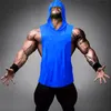 Zomer effen sportscholen tank top heren bodybuilding stringer hoodies leeg vest fitness shirt 100% katoen solide mouwloze tops 210623