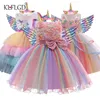 Bebek Kız Unicorn Tutu Elbise Pastel Gökkuşağı Prenses Doğum Günü Partisi Çocuk Çocuk Cadılar Bayramı Sahne Kostüm 210727