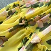 女性のエレガントなドレス春秋の花柄プリントフリル包帯ドレスフランスの女性シフォンパーティーロングローブヴェスドスデマザー210525