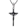 Punk Style Cool Vintage Cross Pendant Mens Women Stainless Steel Skeleton Halloween Skull Coffin Necklace Rope Chain 22 inch