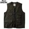 Ärmlös Jackor Militär Tatical Cargo Vest Mens Harajuku Streetwear Vest Multi Fickor Hip Hop Waistcoat Japan Stil 210819