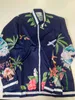 Casablanca spray impresso camisas de seda flor coco solto seda manga longa camisa269V