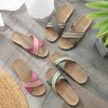 Summer slippers four seasons lovers indoor non-slip soft bottom not slip thick woven sandals