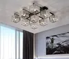 Kryształowy prostokątny żelazo Nowoczesne żyrandole LED Światła sufitowe do salonu Sypialnia AC85-265V Złoto / czarne oprawy