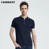 Coudrony marca soft algodão manga curta camiseta homens roupas verão todo-jogo negócio casual mandarim t-shirt t-shirt s95092 210706