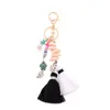 WELLMORE style BOHO porte-clés coquille faite à la main avec long gland alliage porte-clés pour femmes fille sac porte-clés