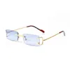 ビンテージメガネフレームの男性サングラスゴールドリムレス眼鏡のための反射防止澄んだレンズ処方眼鏡9801フランス語