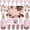 Dince per le stoviglie Cosmetica Cosmetica Beauty Tema Decorazione Decorazione Rossetto Balloon Girl's Day Spa Makeup Supperment Paper Tazza di carta Happy Birthday