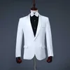 Hommes 2 pièces blanc mariage smoking robe de bal costume de soirée discothèque chanteur Performance vêtements Costumes pour hommes (veste + pantalon) X0909