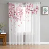 カーテンドレープ桜ピンクイラストリビングルームの寝室の子供の装飾シアーのための白いチュールカーテン