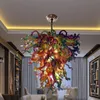 Modern Art Style Coral Shape Rainbow Chandelier Chain Pendant Light Livingroom Hotel Hand Blown Glass Chandelier Lamp Accept customization