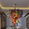 Modern Art Style Coral Shape Rainbow Chandelier Chain Pendant Light Livingroom Hotel Hand Blown Glass Chandelier Lamp Accept customization