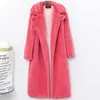 Cappotto di pelliccia di coniglio finto rex donna autunno inverno moda coreana giallo nero rosa plus size cappotti di calore spessi manica lunga LR746 210531