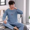 Herfst lange mouw casual plaid pyjama set voor mannen Koreaanse zachte nachtkleding pak pyjama mannelijke loungewear homewear home kleding 210901