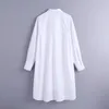 Autumn Za White Oversized Button Up Shirts Women Blouses Blue Collar Poplin Shirt Long Sleeve Plus Size Ladies Tops Pocket 210301